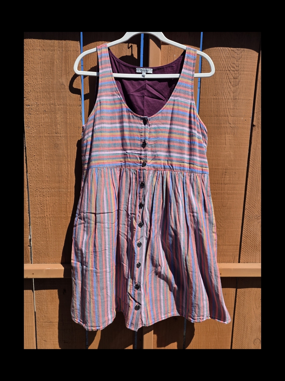 Madewell Striped Button-Front Dress in Pink & Purple